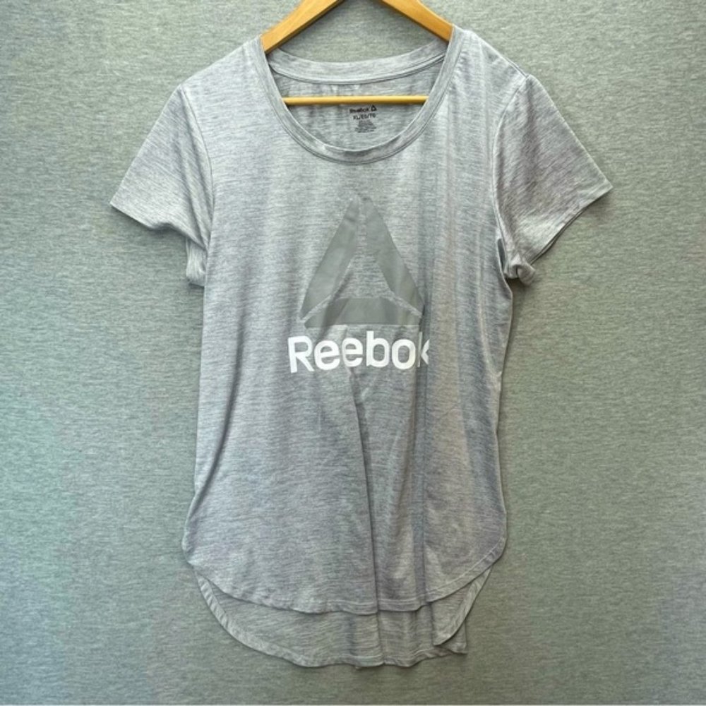 Reebok Womens Heathered Gray Athletic T-Shirt Size XL Short Sleeves